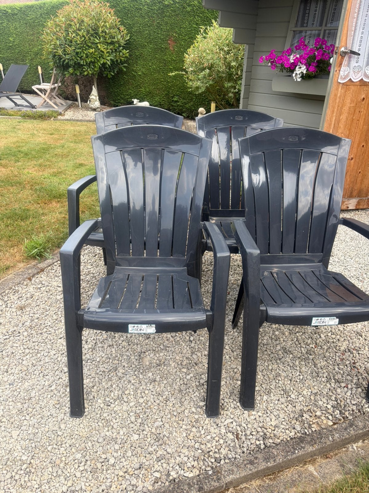 4 Tuinstoelen, Tuin en Terras, Tuinstoelen, Ophalen, Gebruikt, Plastic, Stapelbaar