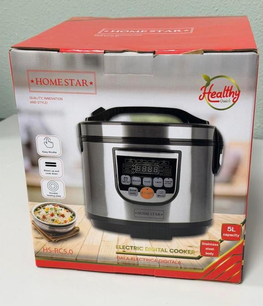 Homestar HS-RC5.0 Digitale Multicooker – 5L – RVS – Nieuw, Ophalen of Verzenden, Timer, Nieuw