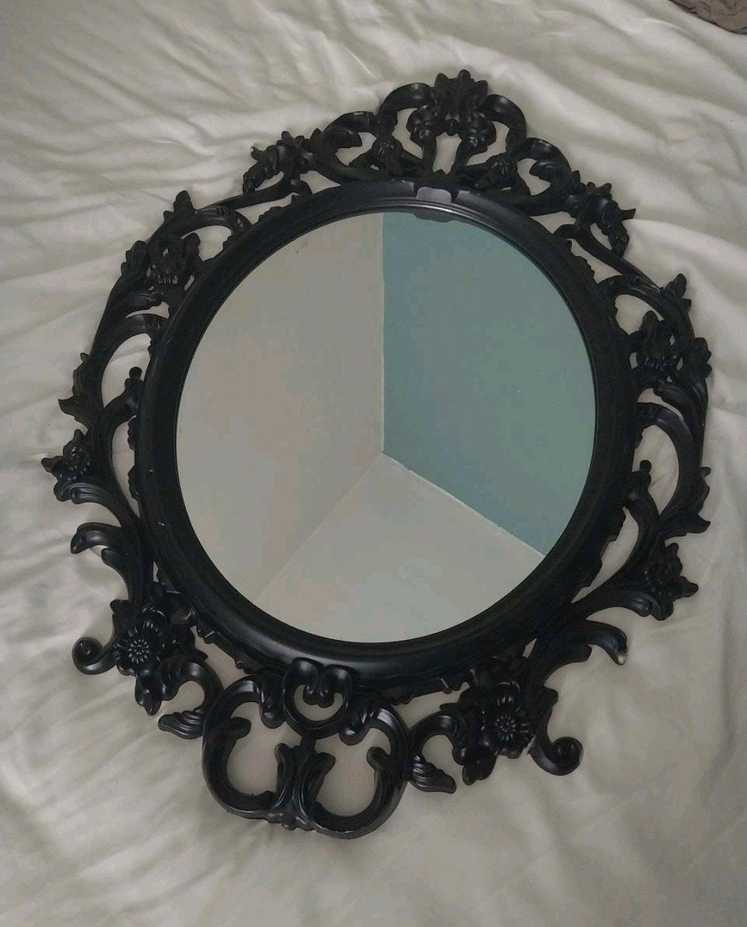 Miroir style baroque ovale noir, Antiquités & Art, Antiquités | Miroirs, Enlèvement, Ovale