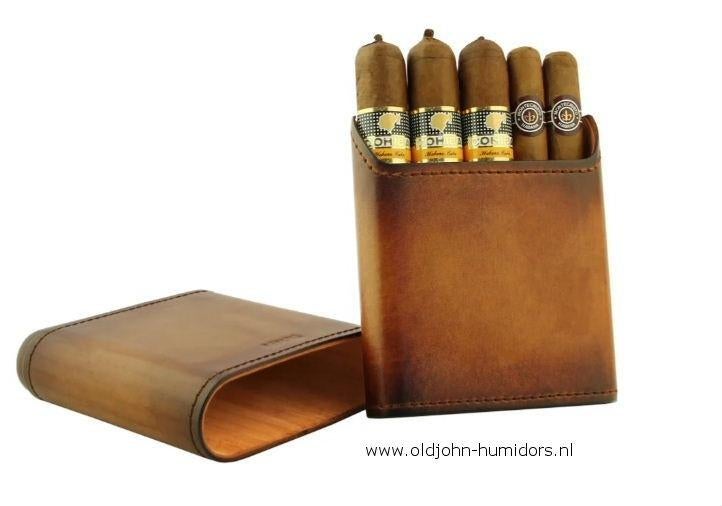 SIGARENKOKER ADORINI  VINTAGE ECHT LEER - BRUIN      sk06vb, Verzamelen, Verzenden, Nieuw, Tabaksdoos of Verpakking