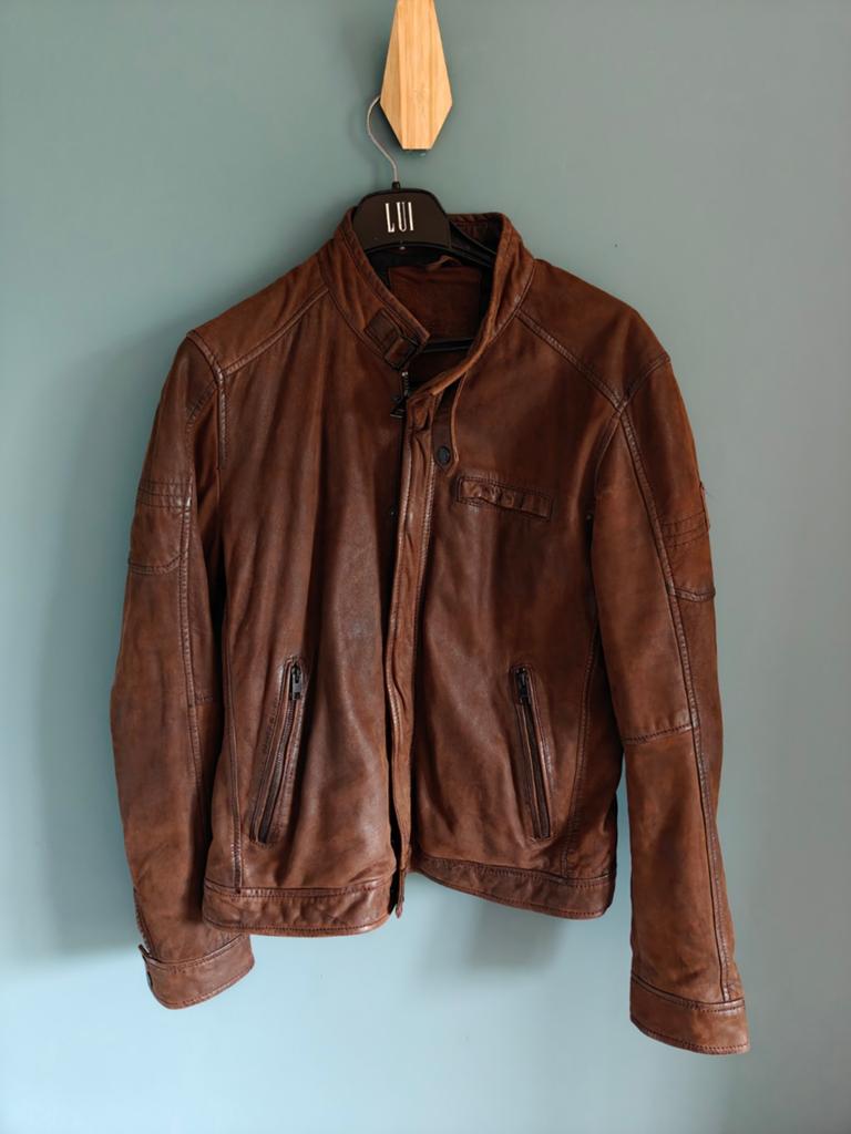 Lederen jas, Kleding | Heren, Ophalen, Maat 52/54 (L), Bruin