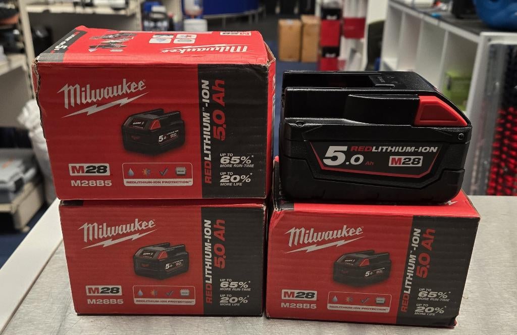 Milwaukee M28 5.0Ah batterij (M28B5) – NIEUW / ongebruikt, Ophalen of Verzenden, Nieuw