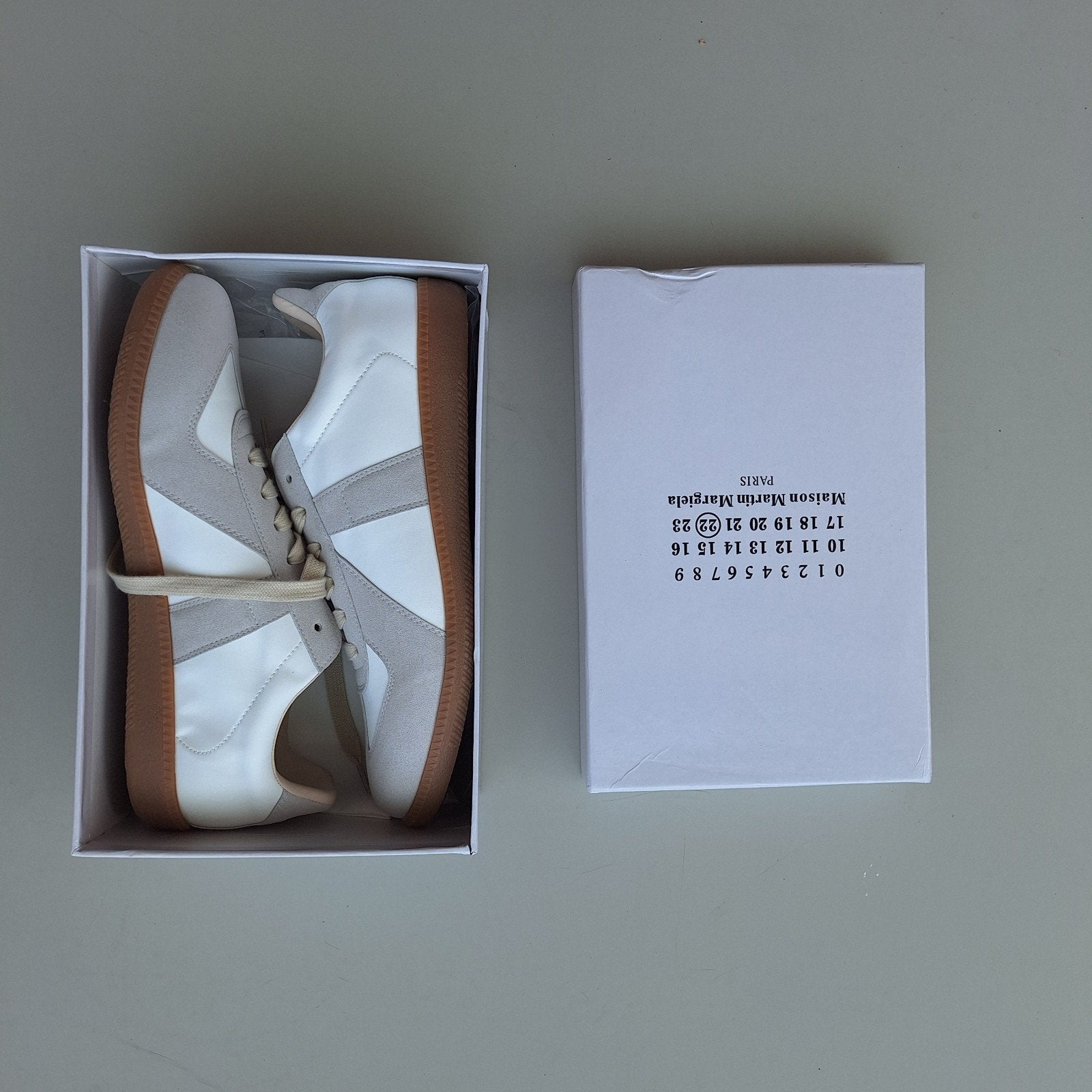Maison Margiela REPLICA Leather & Suede Sneakers - OG Colorw, Wit, Nieuw, Ophalen of Verzenden, Sneakers