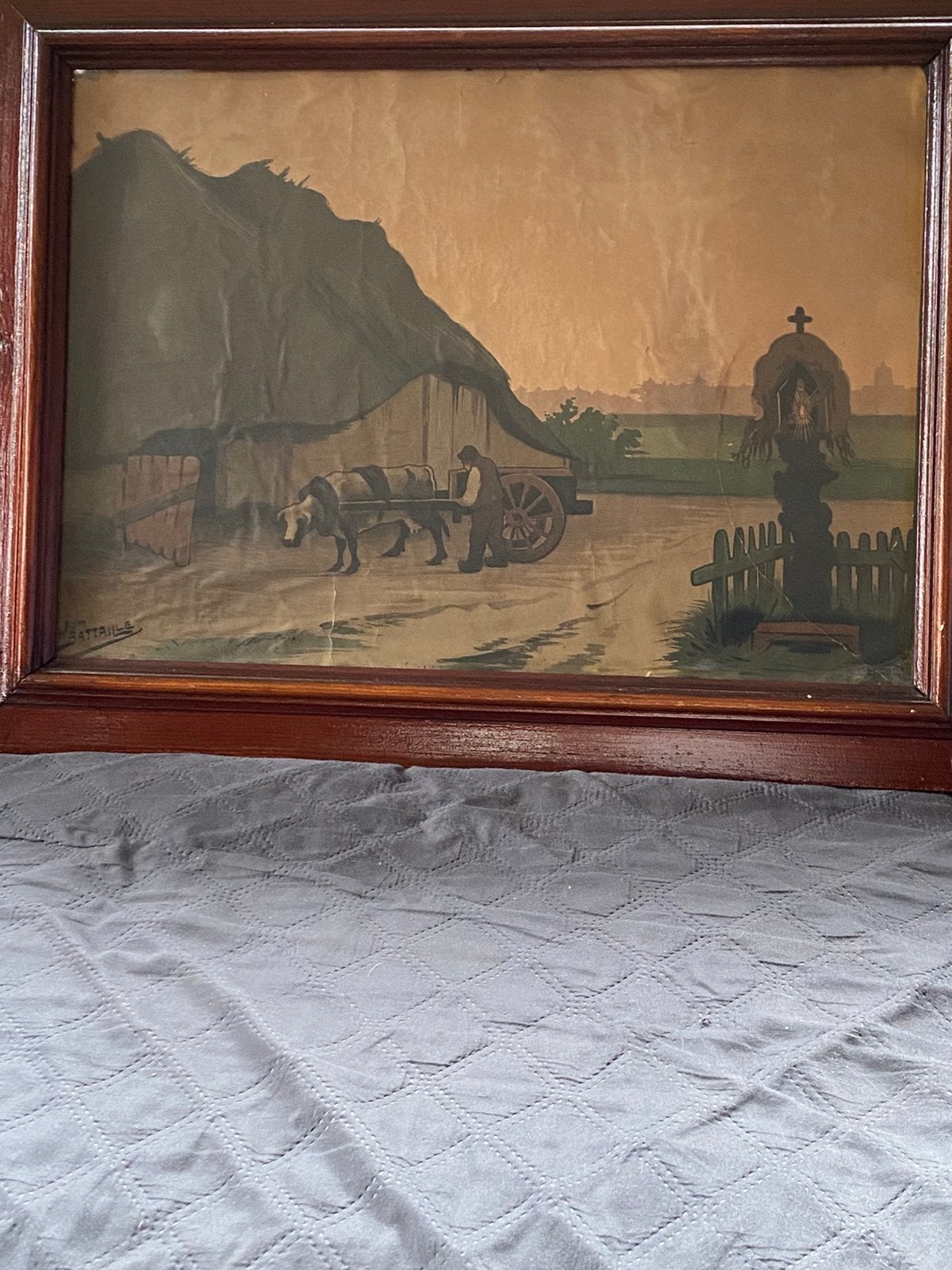Schilderij Willem Bataille, Ophalen, Achter glas, Papier