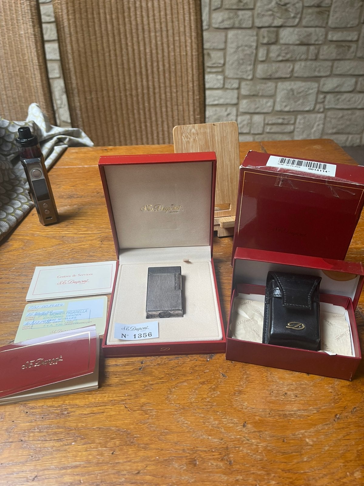 Dupont Line 1 geborsteld palladium 1990 originele leren tas, Verzamelen, Ophalen, Gebruikt, Aansteker