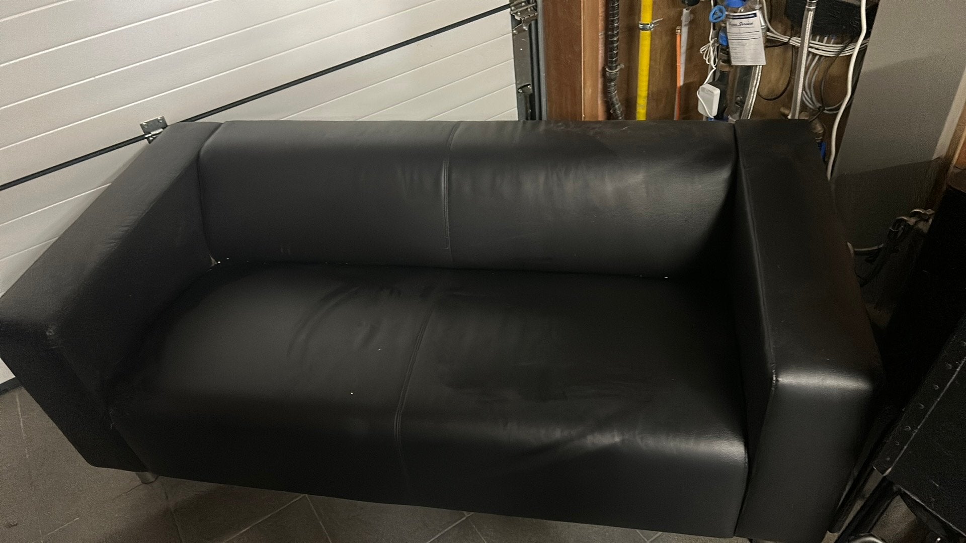 Zwarte zetel, Maison & Meubles, Canapés | Salons, Klassiek, Enlèvement, Utilisé, Cuir