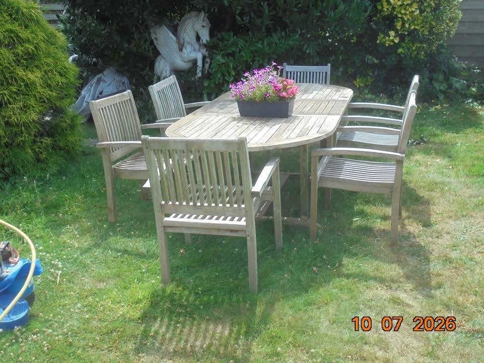 Teak tuinset (110  x 230 een zee van ruimte), Tuin en Terras, Ophalen, Tuinset