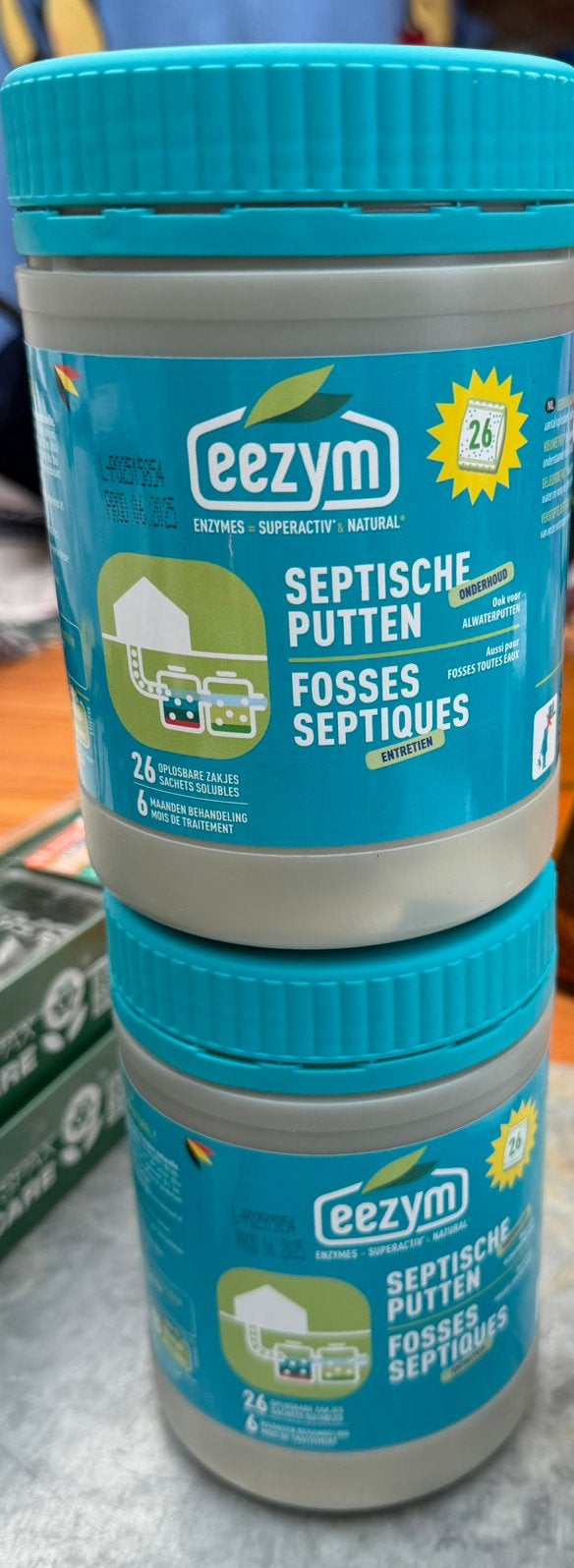 Lot de 2 pots Eezym – Entretien fosses septiques – NEUFS, Bricolage & Construction, Sanitaire, Inox, Enlèvement ou Envoi, Comme neuf