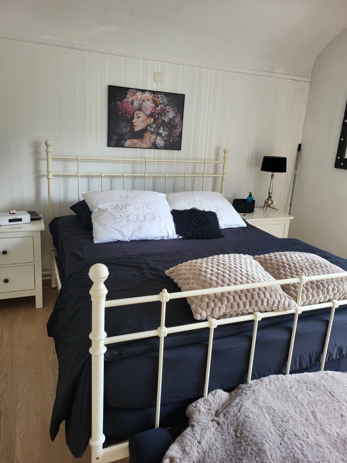 Metalen bed. 1,60 m, Klassiek, Enlèvement, Utilisé, Crème