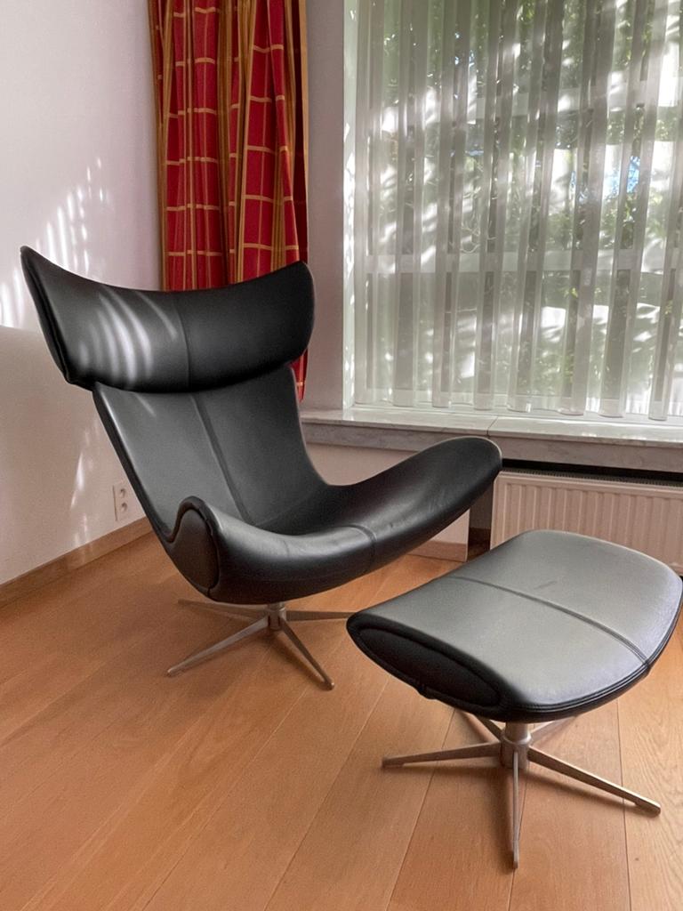 Loungestoel + hocker design, Maison & Meubles, Fauteuils, Enlèvement, Utilisé, 75 à 100 cm