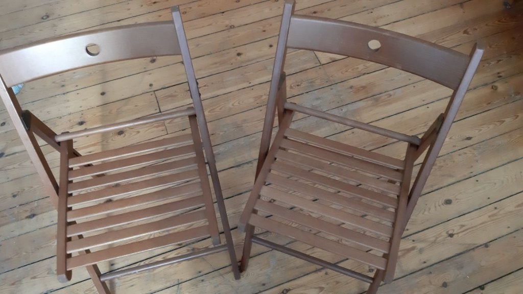 2 houten klapstoelen - model IKEA TERJE, Tuin en Terras, Tuinstoelen, Ophalen, Zo goed als nieuw, Hout, Inklapbaar