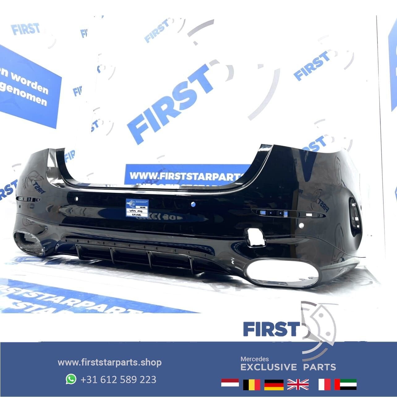 W214 AMG ACHTERBUMPER 2023-2026 BUMPER + DIFFUSER ZWART Merc