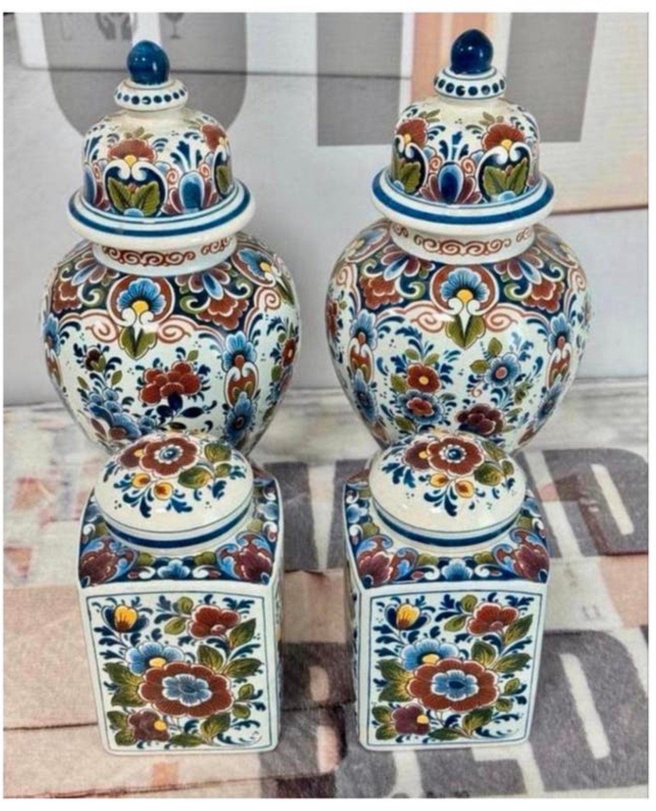 1950-1960 Antiek Delft Delfblauw keramiek Dekselvazen potten, Antiek en Kunst, Antiek | Vazen, Ophalen of Verzenden