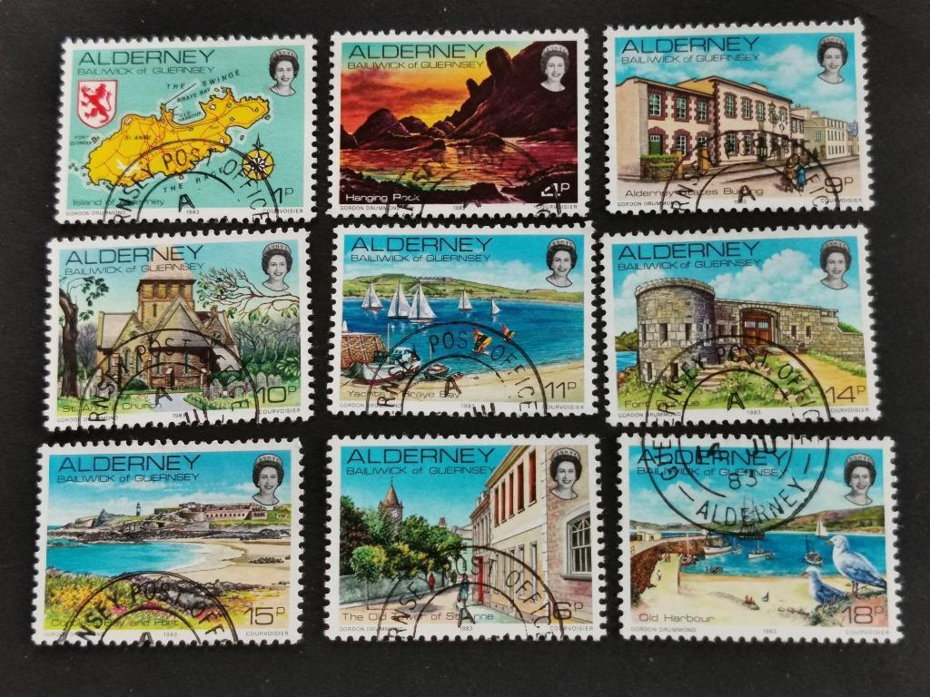 Alderney 1983 - bezienswaardigheden, landkaart, fort, kerk, Ophalen of Verzenden, Gestempeld