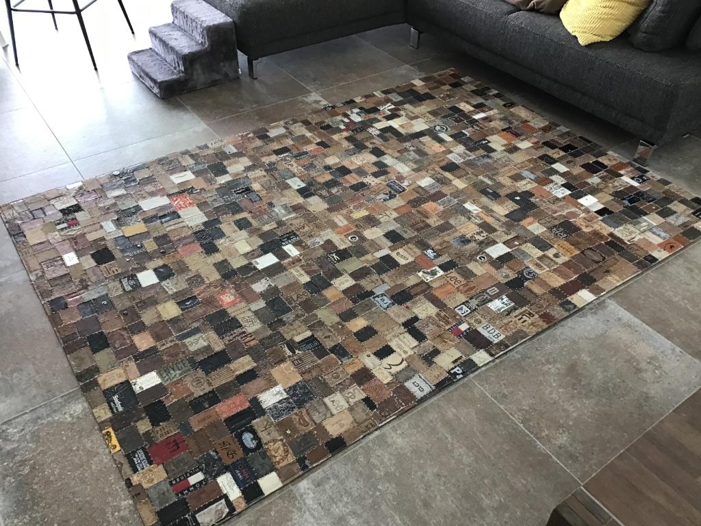 Tapijt leder, Huis en Inrichting, Stoffering | Tapijten en Vloerkleden, Ophalen, Gebruikt, Rechthoekig, Modern