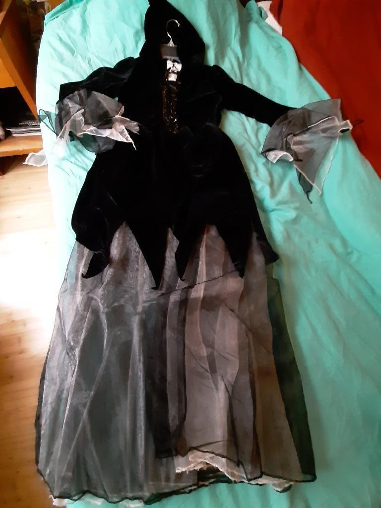 Halloween jurk, hoed, maskers en versiering, Enlèvement ou Envoi, Comme neuf, 146 à 152, Fille
