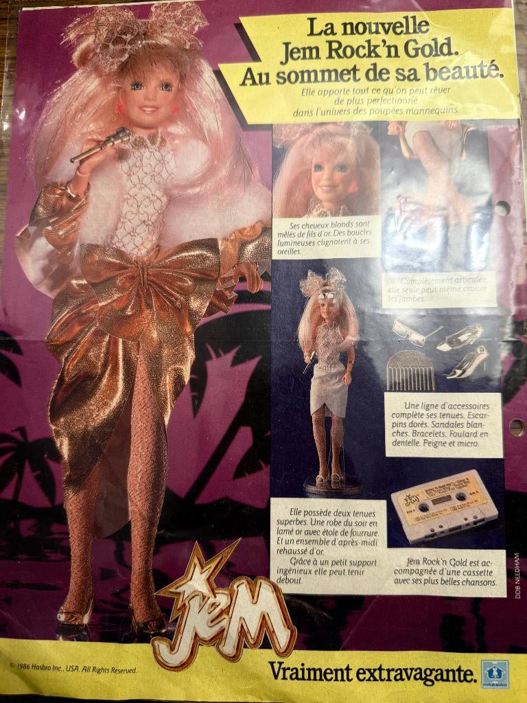 Publicité poupée Hasbro Jem Rock'n Gold, Envoi, Poupée