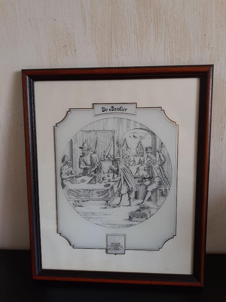 Glasgravure  " De Bankier ", Antiek en Kunst, Ophalen