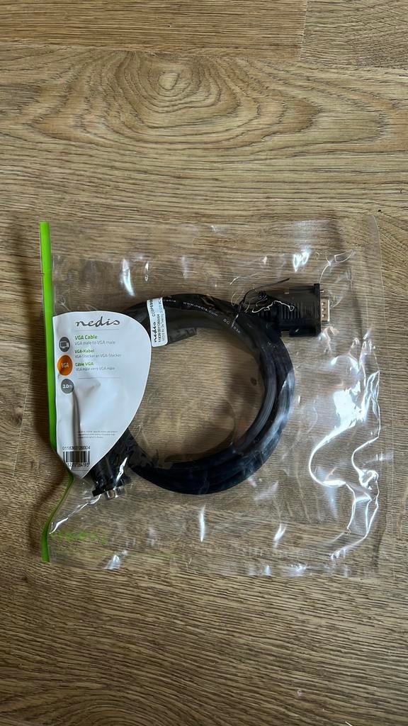 VGA kabel 2 meter Nedis nieuw, Computers en Software, Pc- en Netwerkkabels, Ophalen of Verzenden, Nieuw