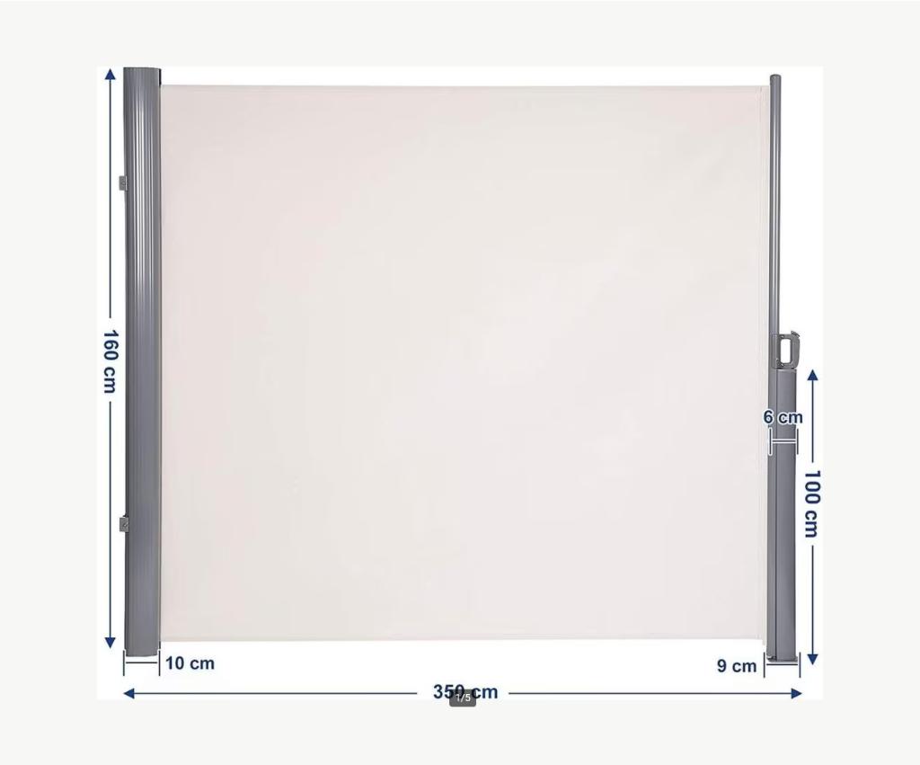 Windscherm SONGMICS GSA165E - uittrekbaar - 160x350 - NIEUW, Jardin & Terrasse, Écrans de jardin, Neuf, 200 cm ou plus, Aluminium