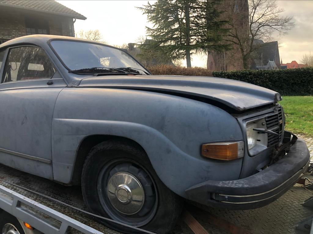 oldtimer SAAB 96 barnfind 1977 arlov sweden donorauto, Voorwielaandrijving, Stof, Overige kleuren, Overige kleuren
