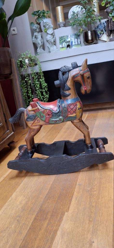 Retro massief houten schommelpaard, Antiek en Kunst, Ophalen