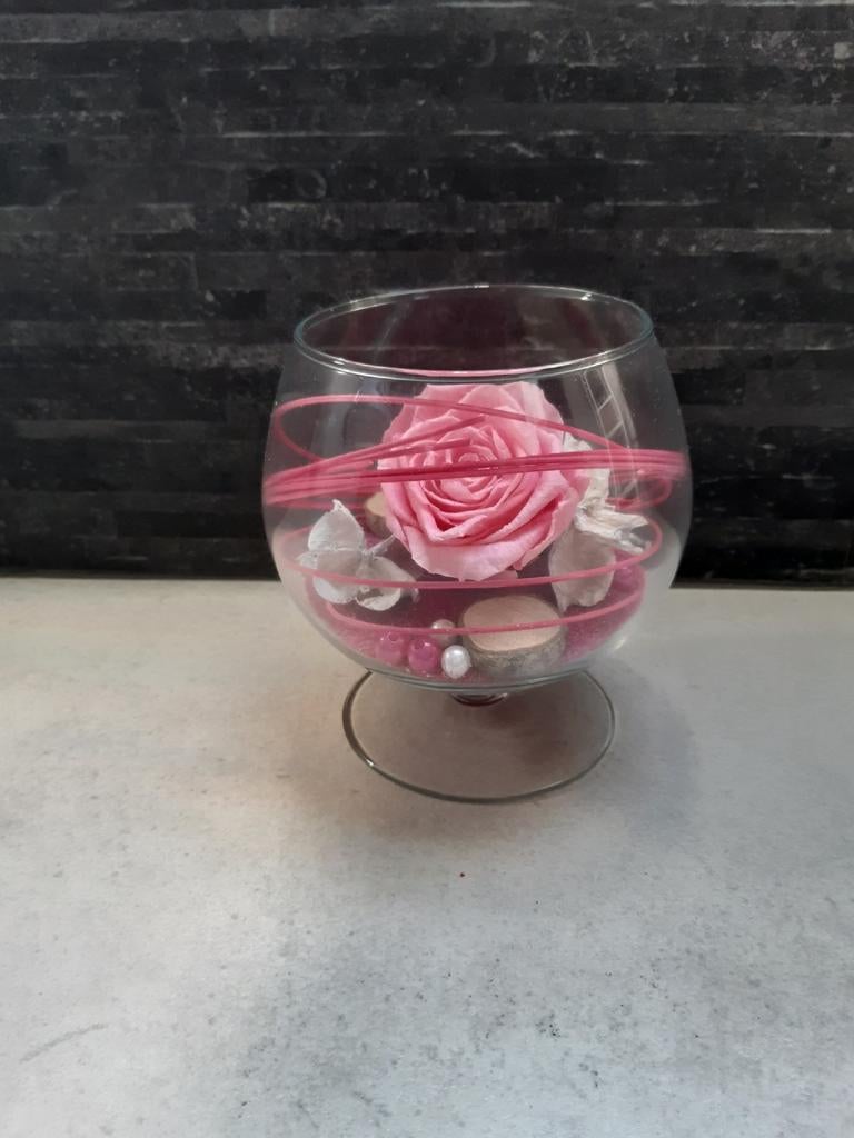 Staande theelichthouder met roos, Ophalen, Overige kleuren, Minder dan 50 cm, Glas