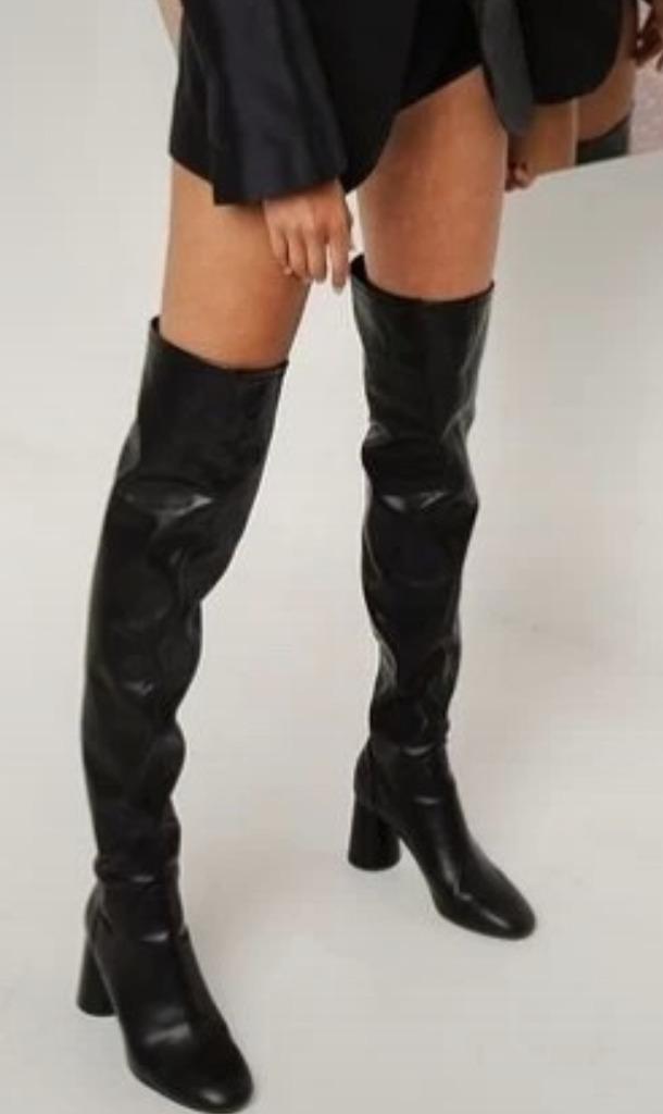 57C* ZARA - sexy zwarte overknee laarzen (40), Hoge laarzen, Verzenden, Nieuw, Zara