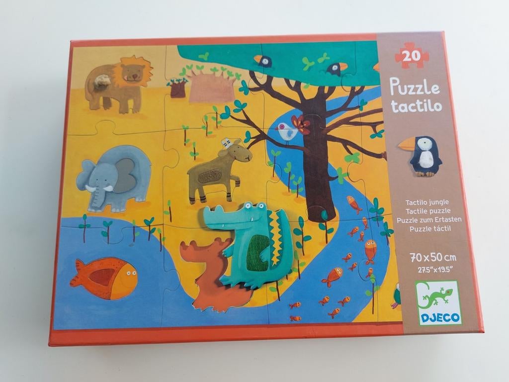 Puzzel Tactilo Jungle Djeco, Enlèvement ou Envoi, 10 à 50 pièces, Comme neuf