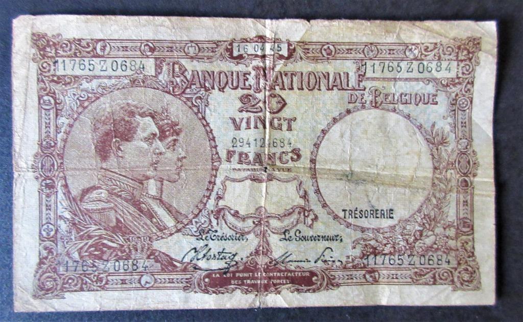 Biljet 20 BEF 16-04-1945, Ophalen of Verzenden