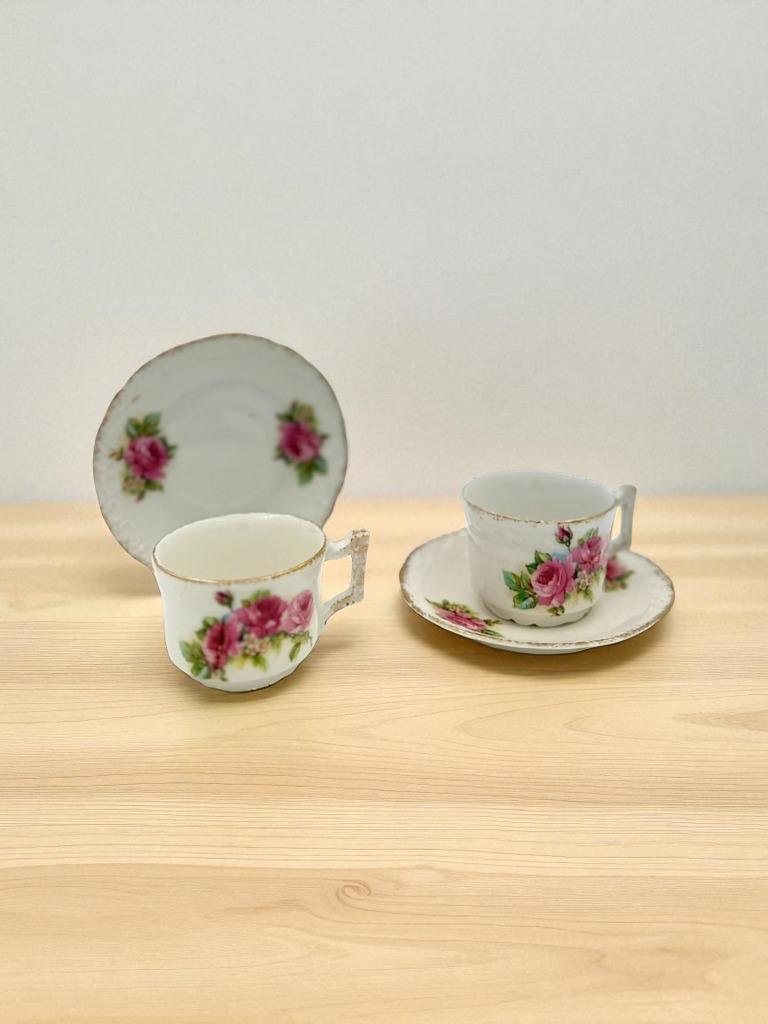 ️ Duo de tasses miniatures en porcelaine fine J.J.P Paris –, Enlèvement ou Envoi
