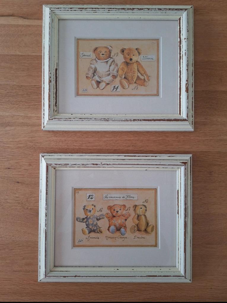 Cadres vintage avec ours, Enlèvement, Comme neuf, Bois