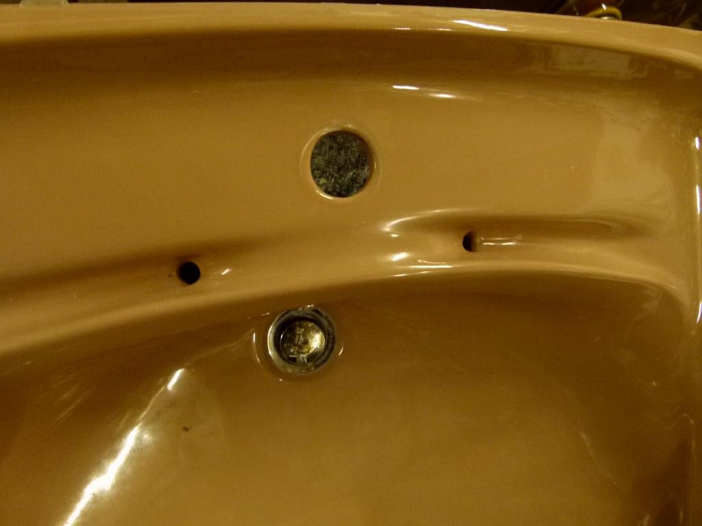 vintage xl wastafel lavabo Caramel 70er jaren, Enlèvement, Comme neuf, Pierre, Lavabo
