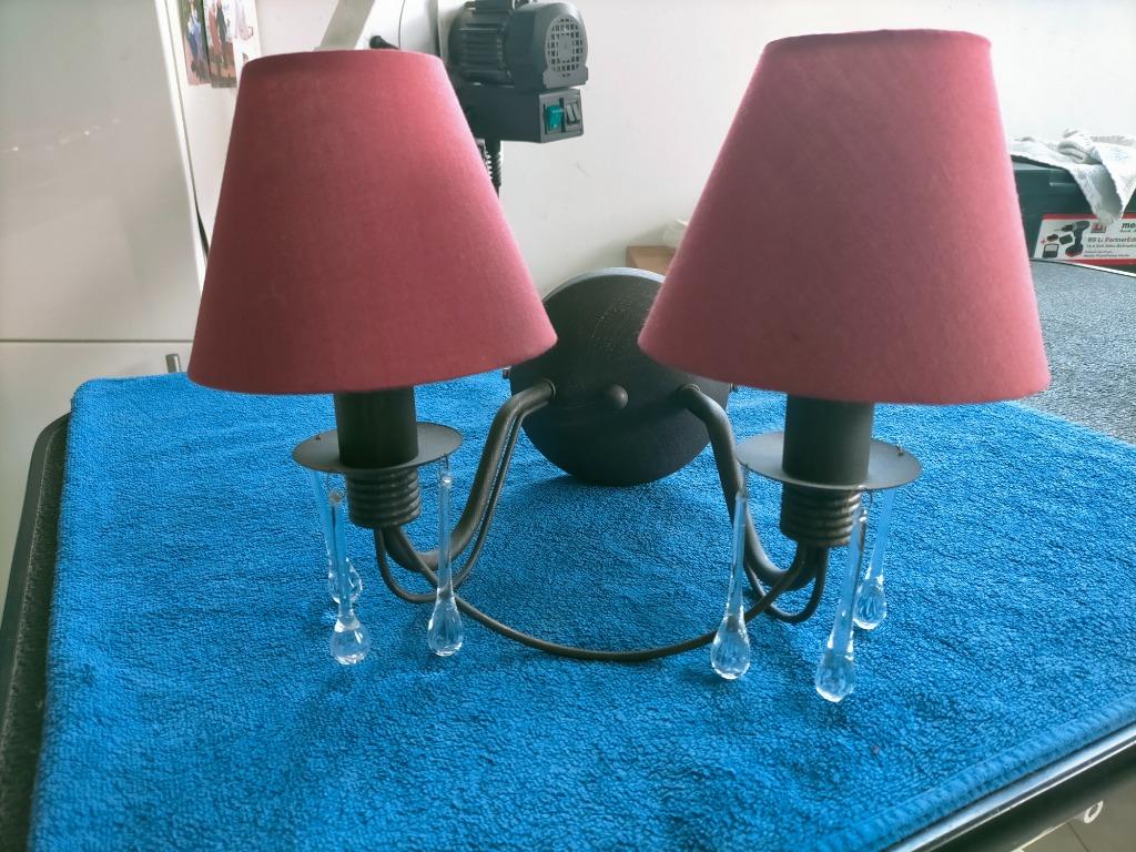 Applique murale double abat jour style vintage., Enlèvement ou Envoi, Comme neuf, Rouge, Rond