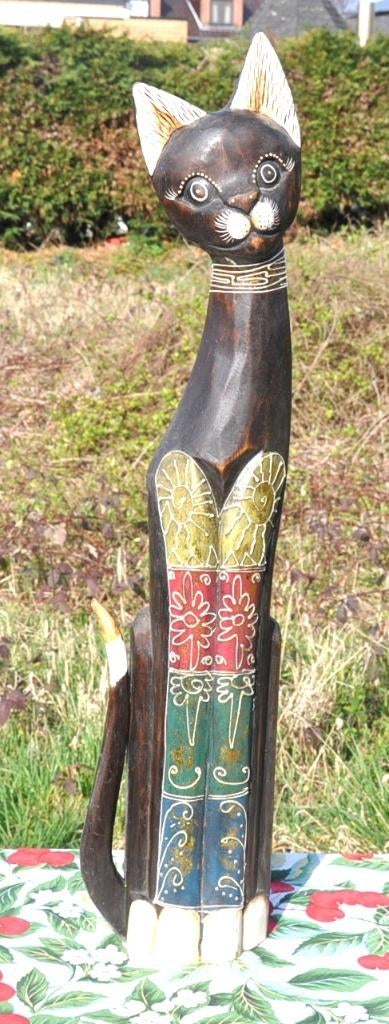 grand chat decoratif en bois de 80 cm, Maison & Meubles, Enlèvement ou Envoi, Utilisé