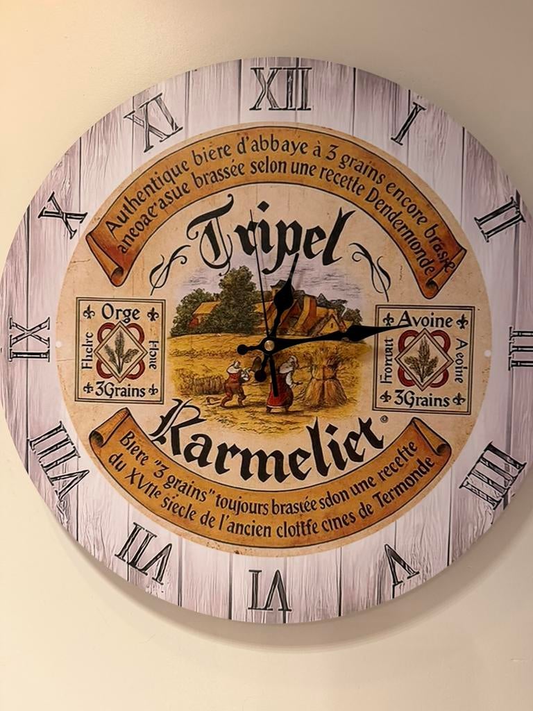 Grote wandklok Karmeliet - 40 cm diameter - retro vintage, Ophalen of Verzenden, Nieuw, Analoog, Wandklok