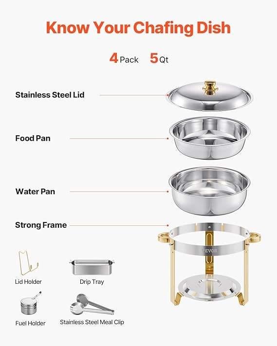 Réchauffeur de buffet avec 4 récipients | LIVRAISON GRATUITE, Neuf, VEVOR, -, -