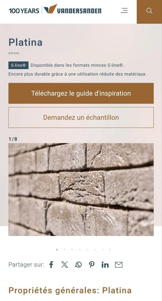 Briques PLATINA 4,5x21,5x10 cm VANDERSANDEN, Comme neuf, Briques