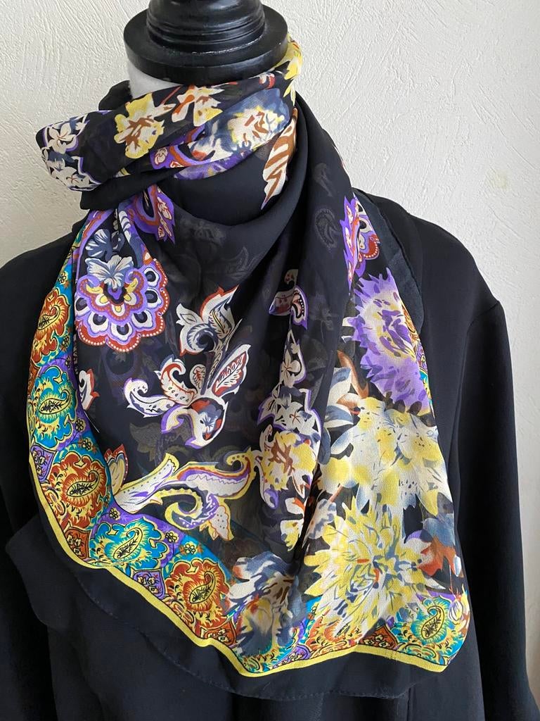 Veelkleurige vintage sjaal — retro collector, Kleding | Dames, Ophalen of Verzenden