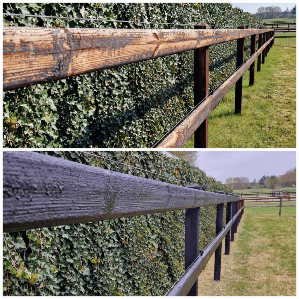 Carboleum, Onderhoudsolie, Hekwerk, hout, Schutting, Weidegang, 4 paarden of pony's of meer