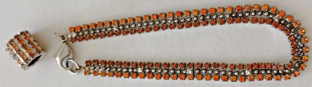 Bracelet double rivière de citrines + pendentif inox NEUF, Neuf, Enlèvement ou Envoi, Brun, Acier