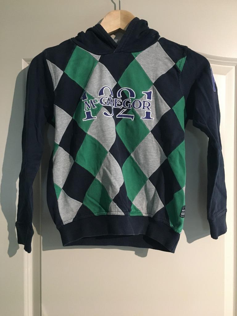 Donkerblauwe hoodie met ruiten McGregor 10 jaar, McGregor, Trui of Vest, Ophalen of Verzenden, Zo goed als nieuw