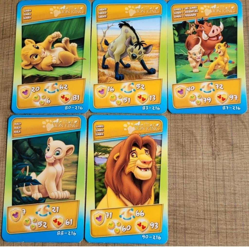 De Leeuwenkoning: 5 verzamelkaarten (Cora-Match), Collections, Enlèvement ou Envoi, Le Roi Lion ou Le Livre de la Jungle, Comme neuf