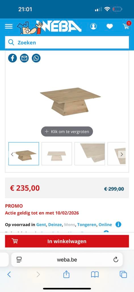 Salon 2 tafel weba, Ophalen, Zo goed als nieuw