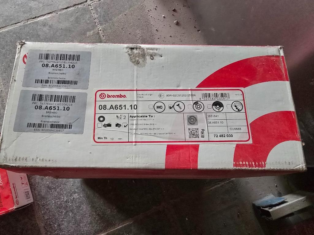 Remschijven achter - renault master - Brembo 08.A651.10, Ophalen, Nieuw, Renault