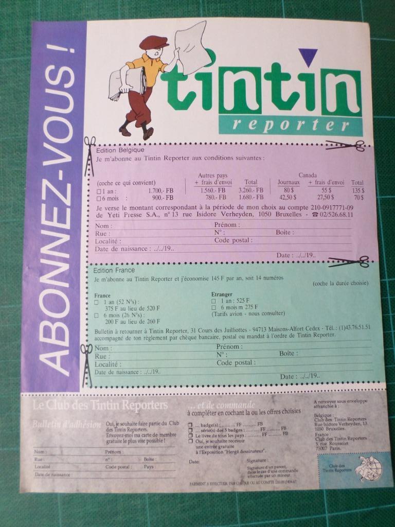 Tintin reporter - publicité papier - 1988, Collections, Enlèvement ou Envoi, Tintin, Utilisé, Autres types