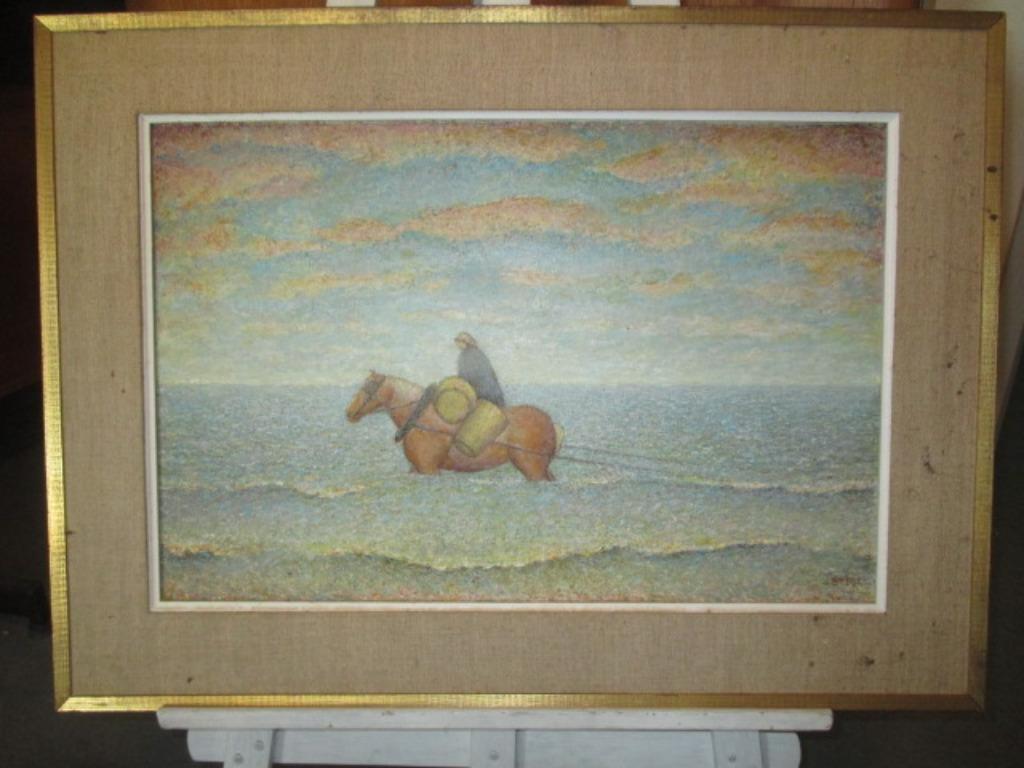 Schilderij "Garnaalvisser te paard", Ophalen of Verzenden