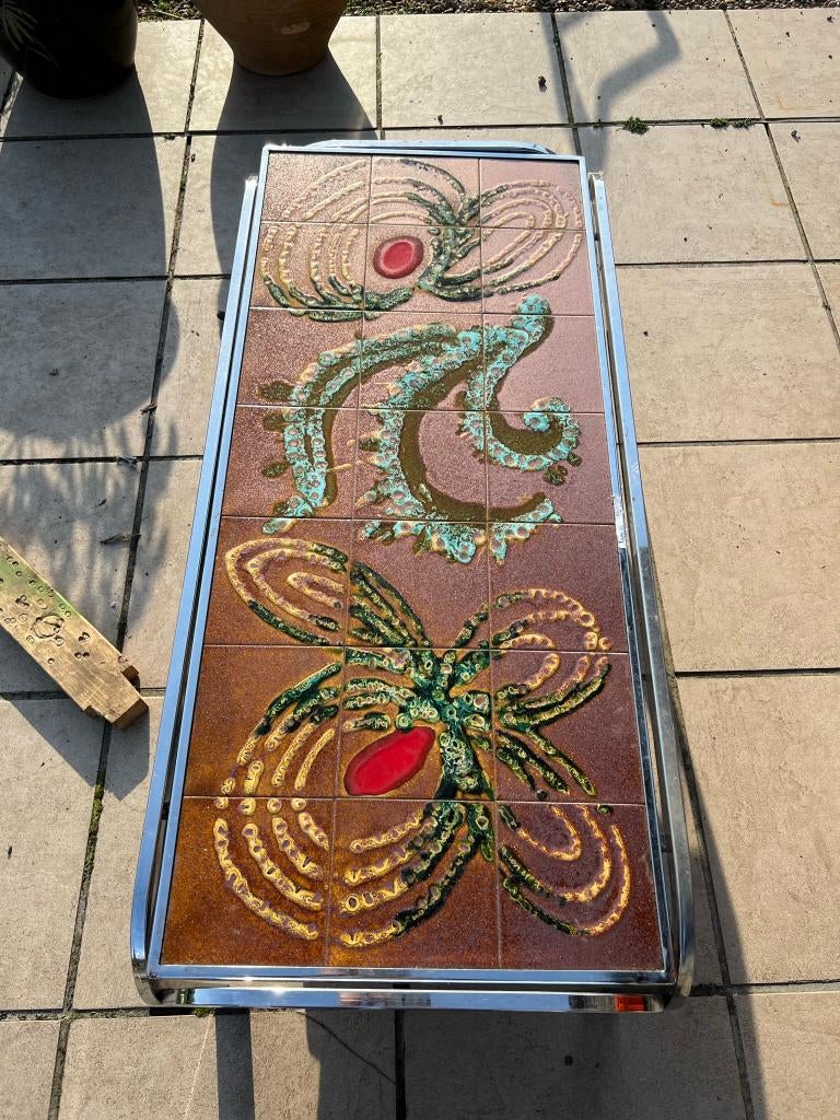 Vintage mid century salontafel, Ophalen, Gebruikt, 100 tot 150 cm, Geen idee