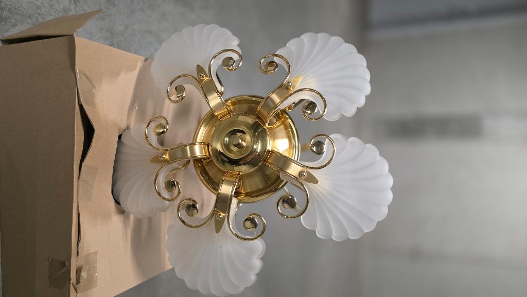 Lustre en cuivre, Enlèvement, Comme neuf, Verre, Klassiek