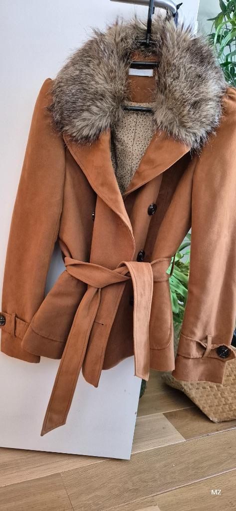 Suède jas met afneembare bontkraag, Neuf, Taille 38/40 (M), Promod, Brun